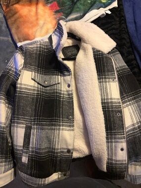 Levi's Black and White Plaid Sherpa Jacket
